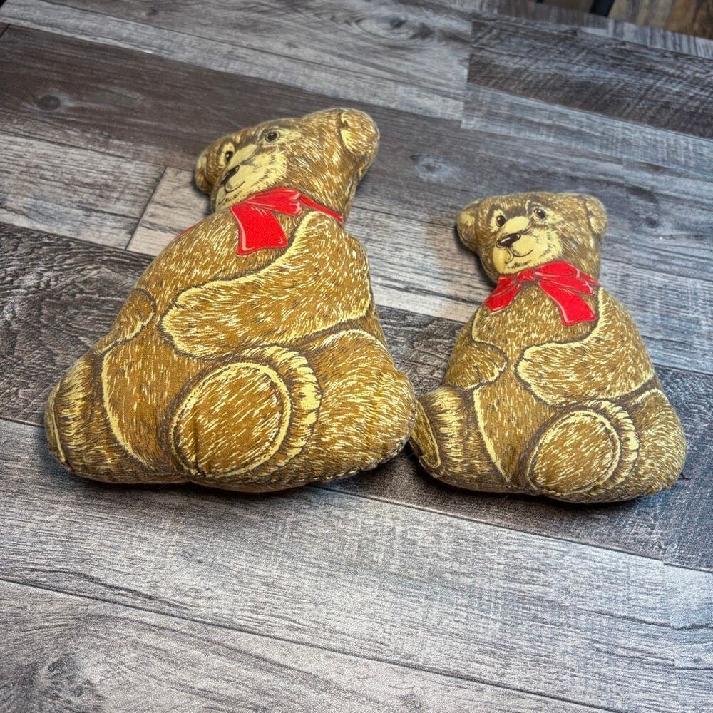 2 Completed Cranston Nostalgia Old Fashioned Bears Teddy Pillow Fabric Panel